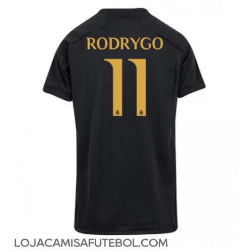 Camisa de Futebol Real Madrid Rodrygo Goes #11 Equipamento Alternativo Mulheres 2023-24 Manga Curta